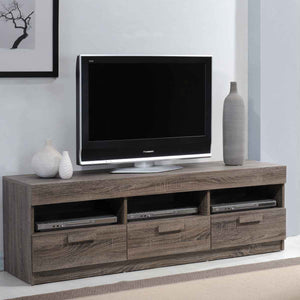 English Elm Rustic Oak Media Console with 3 Open Shelves & 3 Drawers, Cord Management, Fits 60" TVs, Durable Finish B062P189117