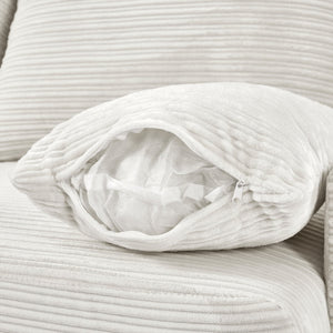 English Elm 95.3" Modular 3-Seater Sectional Sofa With Storage, Usb Ports, Cup Holders & Movable Ottoman, Beige N719S001612A