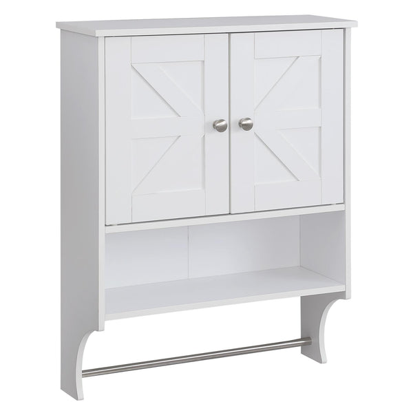 English Elm Over Farmhouse Bathroom Storage Cabinet with Two Doors and Adjustable Shelves for Small Spaces White 31 L x 13.3 W x 5.5 H W3151P345793