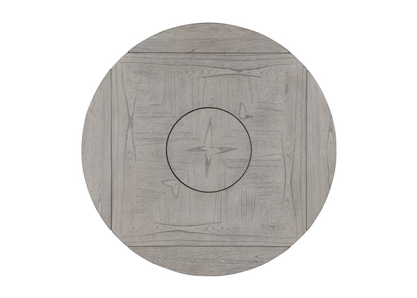 English Elm 5pc Counter Height Dining Set – Round Wood Grain Table w/ Turntable, Drop Leaves & Upholstered Chairs B2741S00315