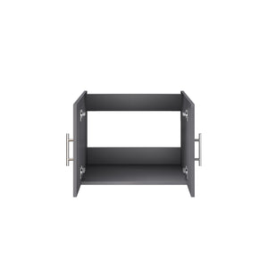 English Elm Dark Grey Bath Vanity - Compact 24" W X 22" D, Solid Wood Frame With Soft-Close Hardware & Storage B2731P258552
