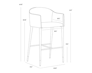 Sunpan KYLIN Barrel-Back Barstool in Dillon Cream & Bravo Ash – Stylish, Comfortable Seating for Any Space 112245