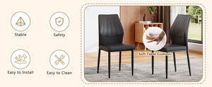 English Elm Set of 3 Ergonomic Pu Leather Dining Chairs with Metal Frame and Foam Cushion W1151P442911