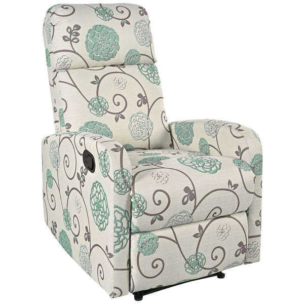English Elm Christopher Knight Home® - Modern Recliner Plush Manual Recliner Chair with Ergonomic Support, 3-Position Backrest, Durable Fabric Comfort Beige+Blue N763P256491C