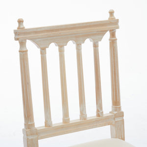 English Elm Antique Linen Upholstered Dining Chairs Set of 2 — Soft Sponge Cushions, Slatted Back, Sturdy Legs (2) W1622P234025