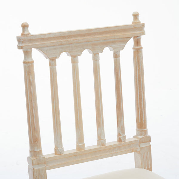 English Elm Antique Linen Upholstered Dining Chairs Set of 2 — Soft Sponge Cushions, Slatted Back, Sturdy Legs (2) W1622P234025