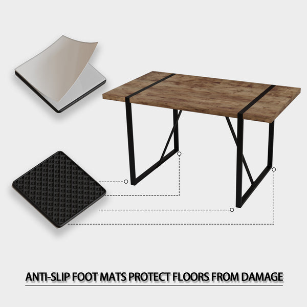 English Elm 55" Dark Wood Mdf Dining Table Set with Four Suede Chairs Matte Black Metal Base W2189S00937