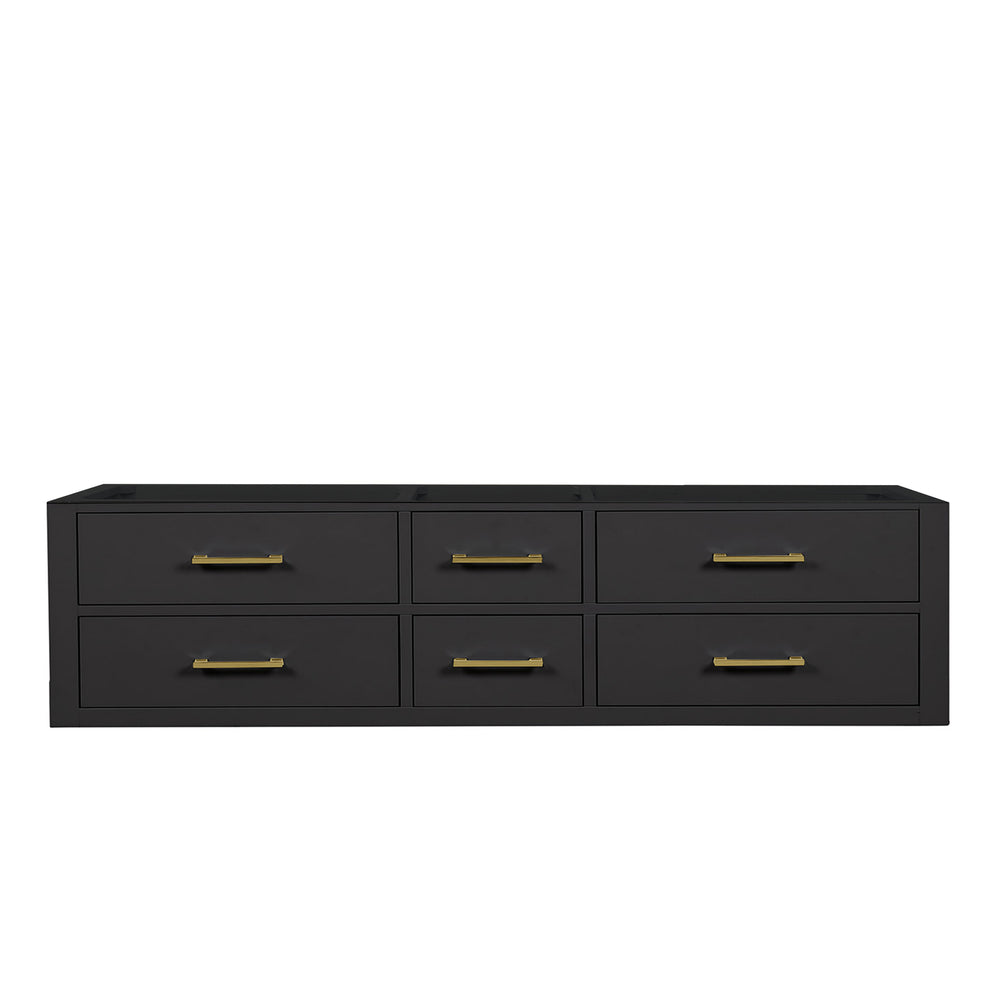 English Elm Black Double Bath Vanity 72" W X 22" D - Sleek Midcentury Design With Ample Storage & Soft-Close Drawers B2731P258057
