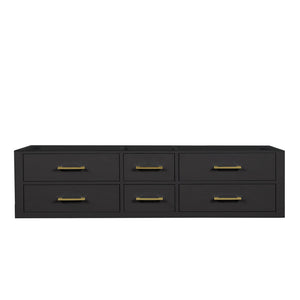 English Elm Black Double Bath Vanity 72" W X 22" D - Sleek Midcentury Design With Ample Storage & Soft-Close Drawers B2731P258057