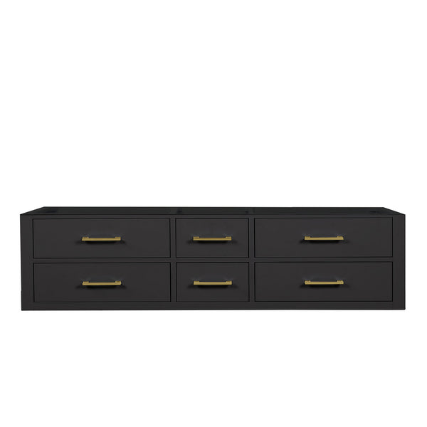 English Elm Black Double Bath Vanity 72" W X 22" D - Sleek Midcentury Design With Ample Storage & Soft-Close Drawers B2731P258057