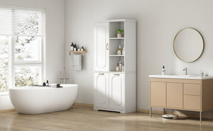 English Elm [video] Freestanding 68 Inch Tall Storage Cabinet with Tilt Out Hampers and Soft Close Door White N759S427900K