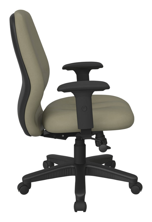 OSP Home Furnishings Mid Back Executive Office Chair Synchro Tilt Lumbar Support Ergonomic Padded Arms Sage 3121-R106