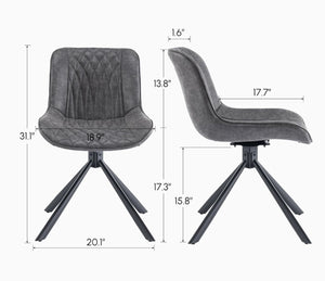 English Elm Mid-Century Modern Swivel Dining Chair Set Of 2 - Elegant Tufted Accents, Metal Legs, Dark Gray T3903P405989