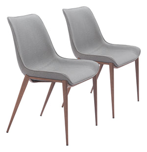 Magnus Dining Chair - Set of 2 Slate Gray & Walnut 109934 Zuo Modern