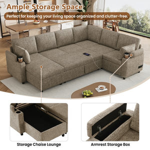 English Elm 101.2" Modular Chenille Sectional Sofa with Tufted Cushions and Deep Seating for Living Room N719S001910D