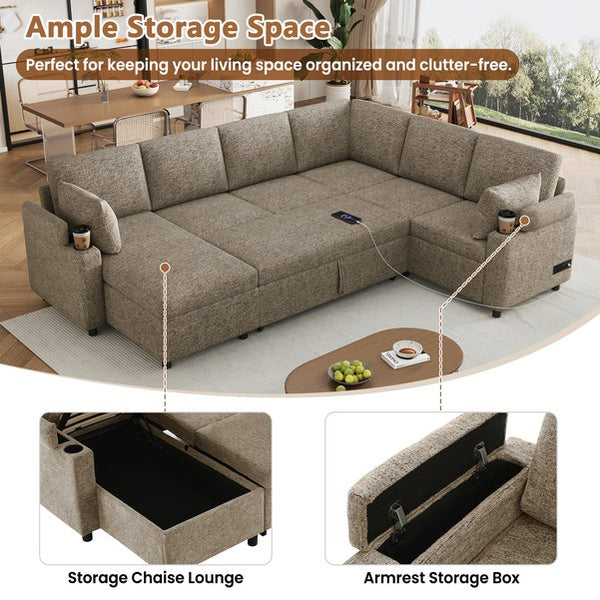 English Elm 101.2" Modular Chenille Sectional Sofa with Tufted Cushions and Deep Seating for Living Room N719S001910D