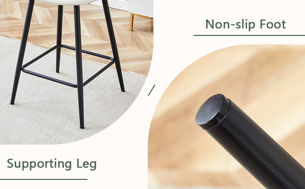 English Elm Modern Quilted Pu Leather Barstools Set of Two with Black Metal Legs for Kitchen Islands W1151P242028