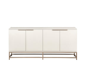 Sunpan REBEL Sideboard - Spacious Cream Grey Oak Storage with Champagne Gold Accents for Modern Elegance 108769