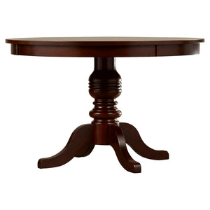 English Elm Contemporary Round Pedestal Dining Table Solid Wood Brown Cherry Finish Seats Four B2741S00782