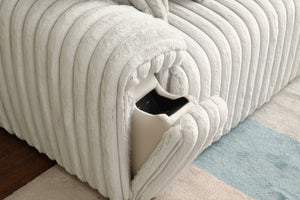 English Elm Jaya Light Gray Corduroy Power Reclining Sofa with Sleeper, USB A+C & Wireless Charging, Contemporary B2726S00369