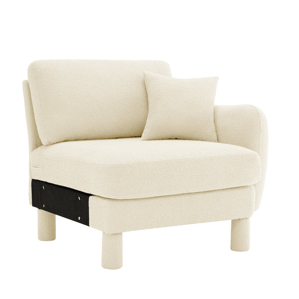English Elm Lucas Boucle Upholstered Sofa with Curved Arms and Toss Pillows for Modern Living W3041P337282