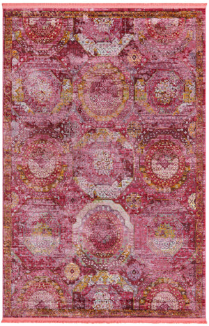 Unique Loom Baracoa Coppelia Machine Made Geometric Rug Pink, Ivory/Olive/Orange/Purple/Pink/Red 6' 0" x 9' 0"
