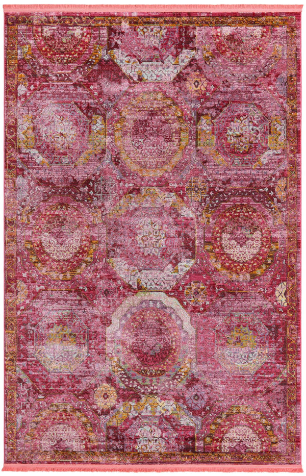 Unique Loom Baracoa Coppelia Machine Made Geometric Rug Pink, Ivory/Olive/Orange/Purple/Pink/Red 6' 0" x 9' 0"