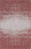 Unique Loom Outdoor Modern Ombre Machine Made Abstract Rug Rust Red, Gray 5' 1" x 8' 0"