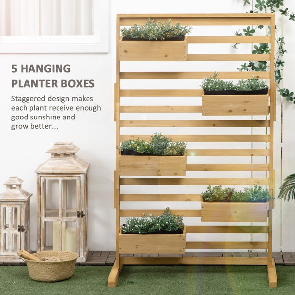 English Elm Outsunny Wooden Vertical Plant Trellis Stand With 5 Tiers Of Planter Boxes For Outdoor Spaces W2225P217233-GIGA
