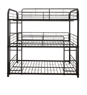 English Elm Cairo Sandy Black Triple Full Bunk Bed - Space-Saving Metal 3-Person Design, Guardrails & Ladders B2726S00267