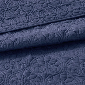 English Elm Reversible Madison Park Quebec Quilt Set Full/Queen — Cottage Stitch Texture, Prewashed Cotton Fill, Antimicrobial Freshness Protection Navy 17.72 L x 15.35 W x 6.3 H B03597418