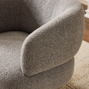 English Elm Cuddle-style linen swivel chair with 360° rotation, wrap-around cradle design for cozy compact spaces Antique Grey W3248P354261