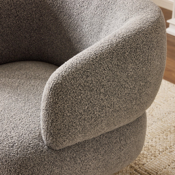 English Elm Cuddle-style linen swivel chair with 360° rotation, wrap-around cradle design for cozy compact spaces Antique Grey W3248P354261