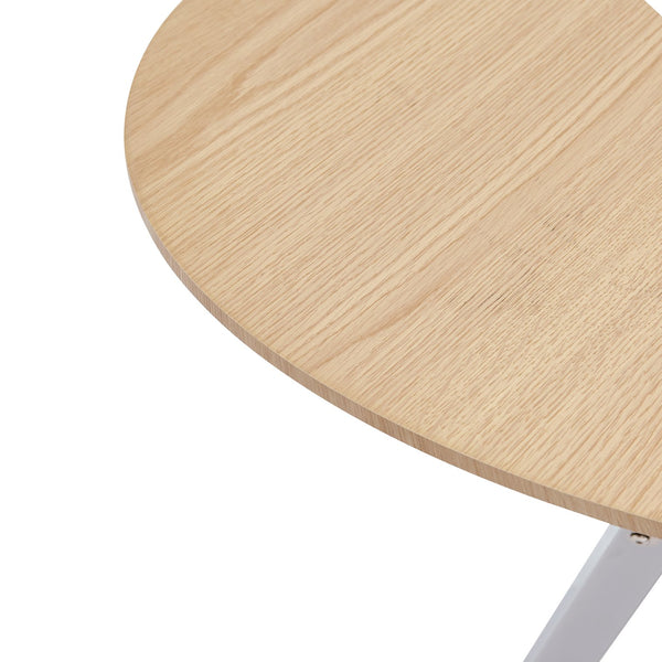 English Elm 37inch Round Dining Table Warm Wood Grain Top Silver Tripod Base Seats Four W3357P395501