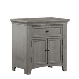 Homelegance By Top-Line Macie 1-Drawer Wood Cupboard Nightstand with Charging Station Grey Wood