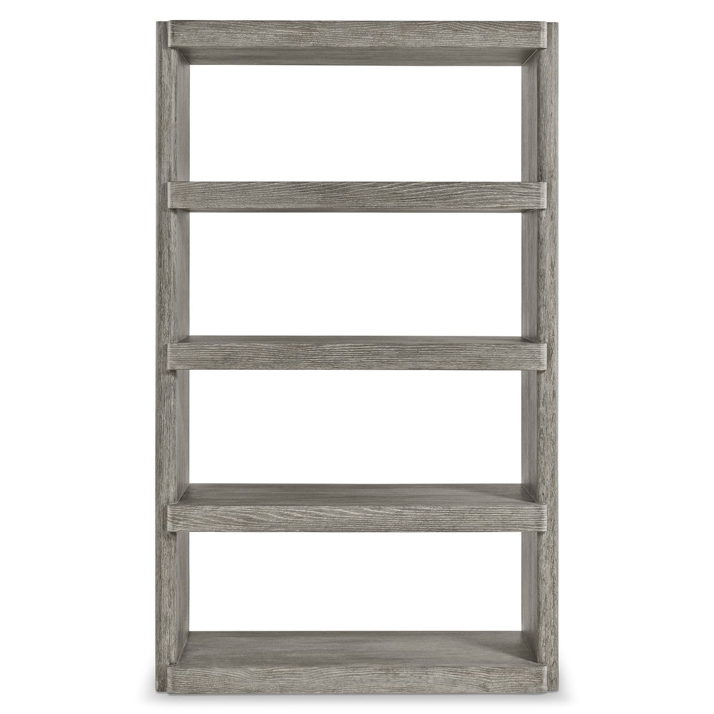 Bernhardt Bernhardt Monolith Etagere — Wire-Brushed Puma Oak Shelves, Rustic Modern Display Unit 46"X19"X76" 343812