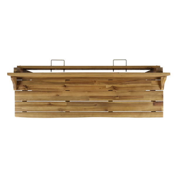 English Elm 3-piece Acacia Balcony Bar Set Railing Mount with Shelf and Two Stools Outdoor 62980.00