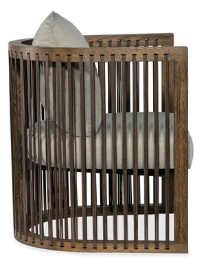 Hooker Furniture Wilde Club Chair With Sorrel Oak U-Frame, Top-Grain Leather Straps & Taupe Linen-Blend Comfort CC290-410