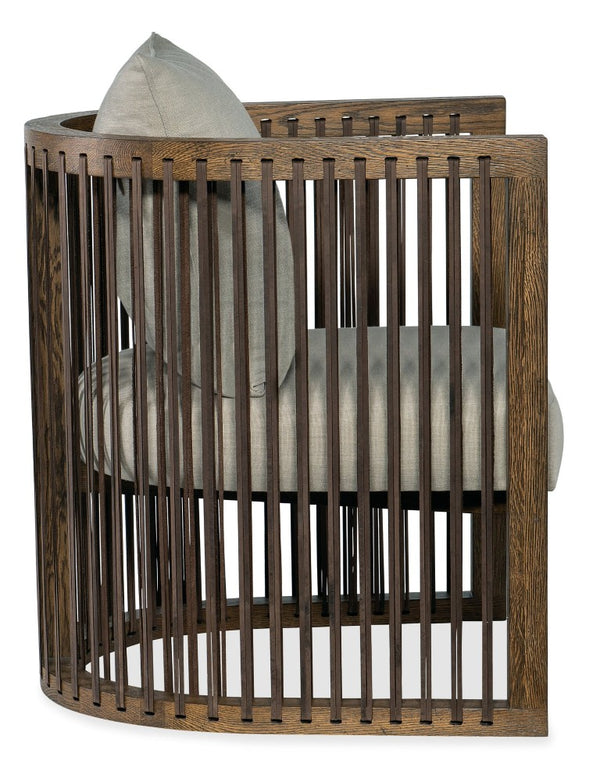 Hooker Furniture Wilde Club Chair With Sorrel Oak U-Frame, Top-Grain Leather Straps & Taupe Linen-Blend Comfort CC290-410