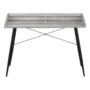 English Elm Computer Desk For Home Office - Modern Grey Laminate With Black Metal Frame & Smart Storage Solutions B2710P219827