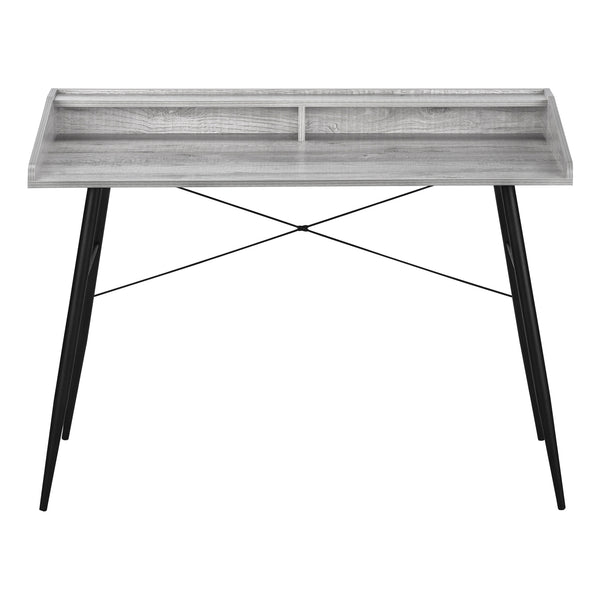 English Elm Computer Desk For Home Office - Modern Grey Laminate With Black Metal Frame & Smart Storage Solutions B2710P219827