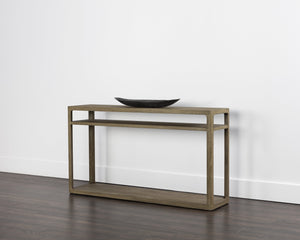Sunpan Doncaster Console Table - Modern Minimalist Design in Solid Oak Wood for Stylish Home Décor Smoke Grey