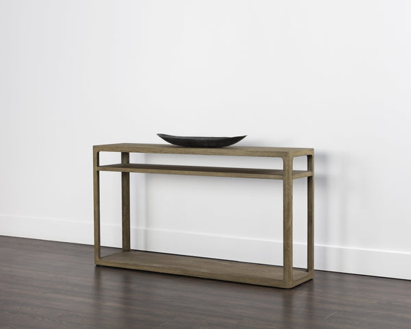 Sunpan Doncaster Console Table - Modern Minimalist Design in Solid Oak Wood for Stylish Home Décor Smoke Grey