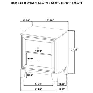 English Elm Anza Walnut Two-Drawer Nightstand with Laminate Finish, Spacious Top & Smooth Storage for Bedroom Elegance B062P375556
