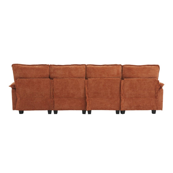 English Elm United We Win 106" U-Shaped Sectional Sofa - Comfy Chenille Couch With Usb Ports, Storage Ottoman & Pillows W1568S00234-GIGA