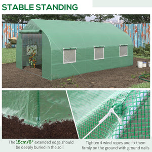 English Elm Outsunny Walk-in Tunnel Greenhouse Steel Frame Pe Cover Mesh Vents Garden Grow Shelter W2225P200412