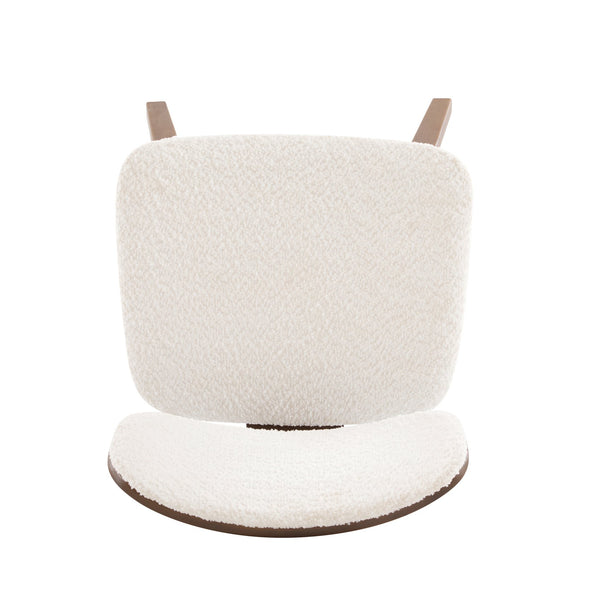 English Elm Christopher Knight Home® - Boucle Bentwood Side Chair in White Bouclé & Walnut Veneer — Plush Upholstery, 300 lb Capacity N776P194930W