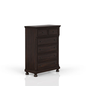 English Elm Dark Cherry 5-Drawer Chest with Solid Wood & MDF, Transitional Dark Cherry Finish, Stylish Storage Solution B2699P208285