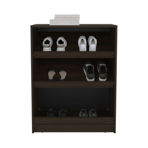 English Elm Shoe Modern 3‑Door Concealed Shoe Cabinet with 3 Shelves, Sturdy Legs, Compact Engineered Wood Storage Brown 39.37 L x 19.29 W x 5.91 H B097P350295