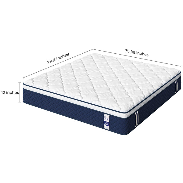English Elm Rresta King Hybrid Mattress Hotel Comfort 7 Layer Pocketed Coil Medium Firm Support B2716P440563